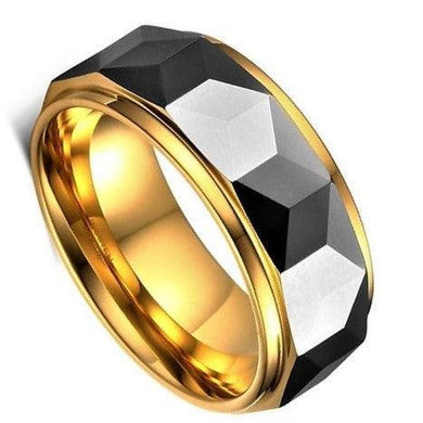 Tungsten Rings for Men Wedding Bands for Him Womens Wedding Bands for Her 6mm Black Gold Diamond Polished - ErikRayo.com