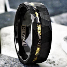 Load image into Gallery viewer, Mens Wedding Band Rings for Men Wedding Rings for Womens / Mens Rings Black Meteorite with Gold Flakes - Jewelry Store by Erik Rayo
