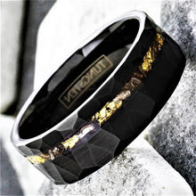 Load image into Gallery viewer, Mens Wedding Band Rings for Men Wedding Rings for Womens / Mens Rings Black Meteorite with Gold Flakes - Jewelry Store by Erik Rayo
