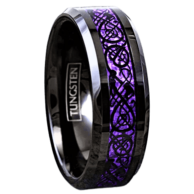 Tungsten Rings for Men Wedding Bands for Him Womens Wedding Bands for Her 6mm Black Purple Carbon Fiber Wedding Band - Jewelry Store by Erik Rayo