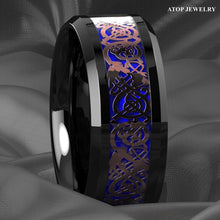 Load image into Gallery viewer, Tungsten Rings for Men Wedding Bands for Him Womens Wedding Bands for Her 6mm Black Rose Gold Celtic Dragon Attractive - Jewelry Store by Erik Rayo

