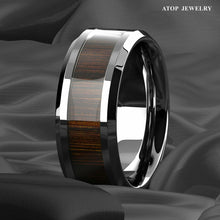 Load image into Gallery viewer, Engagement Rings for Women Mens Wedding Bands for Him and Her Promise / Bridal Mens Womens Rings Black Wood Inlay Beveled Edge - Jewelry Store by Erik Rayo
