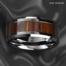 Load image into Gallery viewer, Engagement Rings for Women Mens Wedding Bands for Him and Her Promise / Bridal Mens Womens Rings Black Wood Inlay Beveled Edge - Jewelry Store by Erik Rayo

