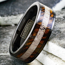 Load image into Gallery viewer, Mens Wedding Band Rings for Men Wedding Rings for Womens / Mens Rings Bocote Wood and Deer Antler Wedding Band - Jewelry Store by Erik Rayo
