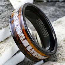 Load image into Gallery viewer, Mens Wedding Band Rings for Men Wedding Rings for Womens / Mens Rings Bocote Wood and Deer Antler Wedding Band - Jewelry Store by Erik Rayo
