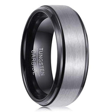 Load image into Gallery viewer, Tungsten Rings for Men Wedding Bands for Him Womens Wedding Bands for Her 6mm Brushed Center Black Ip - Jewelry Store by Erik Rayo
