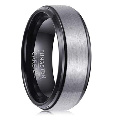Tungsten Rings for Men Wedding Bands for Him Womens Wedding Bands for Her 6mm Brushed Center Black Ip - Jewelry Store by Erik Rayo