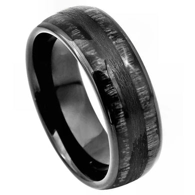 Tungsten Rings for Men Wedding Bands for Him Womens Wedding Bands for Her 6mm Charcoal Wood Inlay - Jewelry Store by Erik Rayo