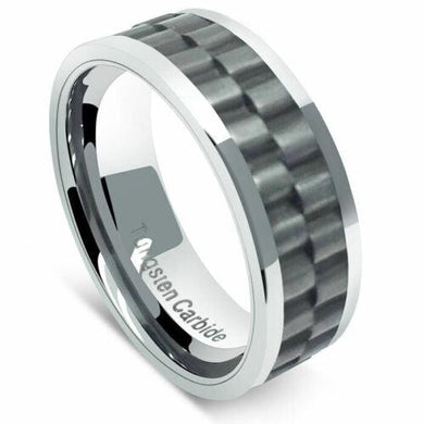 Tungsten Rings for Men Wedding Bands for Him Womens Wedding Bands for Her 6mm Double Coinedge Center - Jewelry Store by Erik Rayo