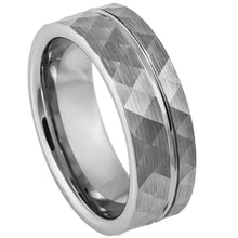 Load image into Gallery viewer, Tungsten Rings for Men Wedding Bands for Him Womens Wedding Bands for Her 6mm Faceted Diamond Cut Brushed Groove Line - Jewelry Store by Erik Rayo
