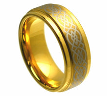 Load image into Gallery viewer, Tungsten Rings for Men Wedding Bands for Him Womens Wedding Bands for Her 6mm Gold Celtic Knot Design - Jewelry Store by Erik Rayo
