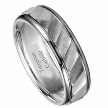 Load image into Gallery viewer, Tungsten Rings for Men Wedding Bands for Him Womens Wedding Bands for Her 6mm Hammered Brushed Center - Jewelry Store by Erik Rayo
