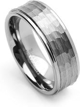 Load image into Gallery viewer, Tungsten Rings for Men Wedding Bands for Him Womens Wedding Bands for Her 6mm Hammered Center - Jewelry Store by Erik Rayo
