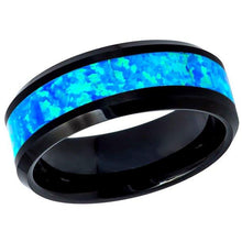 Load image into Gallery viewer, Tungsten Rings for Men Wedding Bands for Him Womens Wedding Bands for Her 6mm Hawaiian Ocean Opal Blue Inlay - Jewelry Store by Erik Rayo
