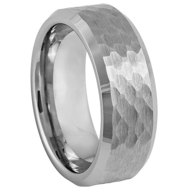 Tungsten Rings for Men Wedding Bands for Him Womens Wedding Bands for Her 6mm Honeycomb Hammered Brush - Jewelry Store by Erik Rayo