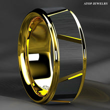 Load image into Gallery viewer, Mens Wedding Band Rings for Men Wedding Rings for Womens / Mens Rings Luxury Black Brushed Gold - Jewelry Store by Erik Rayo
