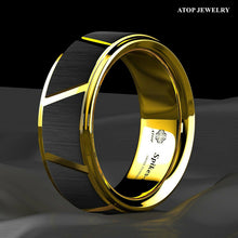 Load image into Gallery viewer, Mens Wedding Band Rings for Men Wedding Rings for Womens / Mens Rings Luxury Black Brushed Gold - Jewelry Store by Erik Rayo
