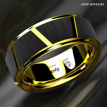Load image into Gallery viewer, Tungsten Rings for Men Wedding Bands for Him Womens Wedding Bands for Her 6mm Luxury Black Brushed Gold - Jewelry Store by Erik Rayo

