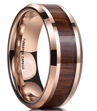 Load image into Gallery viewer, Tungsten Rings for Men Wedding Bands for Him Womens Wedding Bands for Her 6mm Natural Koa Wood Inlay - Jewelry Store by Erik Rayo
