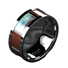 Load image into Gallery viewer, Mens Wedding Band Rings for Men Wedding Rings for Womens / Mens Rings Real Wood Abalone Shell With Opal - Jewelry Store by Erik Rayo
