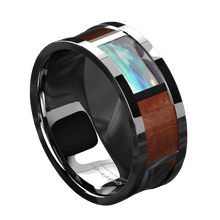 Load image into Gallery viewer, Mens Wedding Band Rings for Men Wedding Rings for Womens / Mens Rings Real Wood Abalone Shell With Opal - Jewelry Store by Erik Rayo
