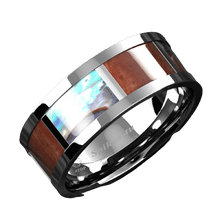 Load image into Gallery viewer, Mens Wedding Band Rings for Men Wedding Rings for Womens / Mens Rings Real Wood Abalone Shell With Opal - Jewelry Store by Erik Rayo
