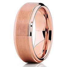 Load image into Gallery viewer, Tungsten Rings for Men Wedding Bands for Him Womens Wedding Bands for Her 6mm Rose Gold Brushed Center - Jewelry Store by Erik Rayo
