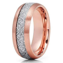 Load image into Gallery viewer, Tungsten Rings for Men Wedding Bands for Him Womens Wedding Bands for Her 6mm Semi-Domed Rose Gold Tone IP Meteorite - Jewelry Store by Erik Rayo
