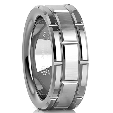 Tungsten Rings for Men Wedding Bands for Him Womens Wedding Bands for Her 6mm Silver Brick Pattern Size 6-13 - ErikRayo.com