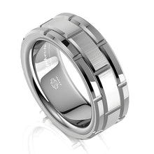 Load image into Gallery viewer, Mens Wedding Band Rings for Men Wedding Rings for Womens / Mens Rings Silver Brick Pattern Size 6-13 - Jewelry Store by Erik Rayo
