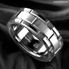 Load image into Gallery viewer, Mens Wedding Band Rings for Men Wedding Rings for Womens / Mens Rings Silver Brick Pattern Size 6-13 - Jewelry Store by Erik Rayo
