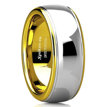 Load image into Gallery viewer, Tungsten Rings for Men Wedding Bands for Him Womens Wedding Bands for Her 6mm Silver Dome 18K Gold Band - Jewelry Store by Erik Rayo

