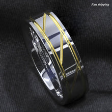 Load image into Gallery viewer, Tungsten Rings for Men Wedding Bands for Him Womens Wedding Bands for Her 6mm Silver Infinity 18K Gold Inlay - Jewelry Store by Erik Rayo
