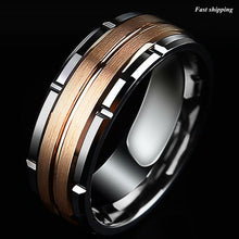 Load image into Gallery viewer, Tungsten Rings for Men Wedding Bands for Him Womens Wedding Bands for Her 6mm Silver Rose Gold Brushed Diamond - Jewelry Store by Erik Rayo
