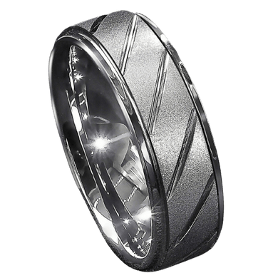 Tungsten Rings for Men Wedding Bands for Him Womens Wedding Bands for Her 6mm Silver Sandblasted Finish Groove - ErikRayo.com