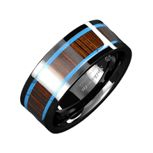 Load image into Gallery viewer, Engagement Rings for Women Mens Wedding Bands for Him and Her Promise / Bridal Mens Womens Rings Silver Turquoise &amp; Koa Wood Wedding Band Jewelry - Jewelry Store by Erik Rayo
