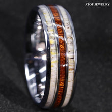 Load image into Gallery viewer, Engagement Rings for Women Mens Wedding Bands for Him and Her Promise / Bridal Mens Womens Rings Silver With Antler Koa Wood - Jewelry Store by Erik Rayo
