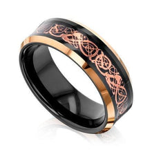 Load image into Gallery viewer, Tungsten Rings for Men Wedding Bands for Him Womens Wedding Bands for Her 6mm Two-Tone Black &amp; Rose Gold IP Plated - Jewelry Store by Erik Rayo
