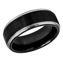 Load image into Gallery viewer, Tungsten Rings for Men Wedding Bands for Him Womens Wedding Bands for Her 6mm Two Tone Brushed Center with Black IP - Jewelry Store by Erik Rayo
