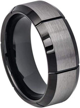 Load image into Gallery viewer, Tungsten Rings for Men Wedding Bands for Him Womens Wedding Bands for Her 6mm Two-Tone Brushed Cut Center with Black IP - Jewelry Store by Erik Rayo
