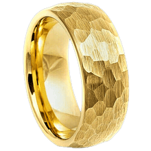 Load image into Gallery viewer, Men&#39;s Yellow Gold Hammered Brush Dome Wedding Band Ring - Women&#39;s/Men&#39;s Wedding Rings
