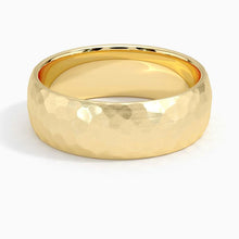 Load image into Gallery viewer, Mens Wedding Band Rings for Men Wedding Rings for Womens / Mens Rings Yellow Gold Hammered Brush Dome - Jewelry Store by Erik Rayo
