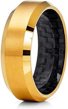 Load image into Gallery viewer, Tungsten Rings for Men Wedding Bands for Him Womens Wedding Bands for Her 6mm Yellow Gold Tone IP Plated with Black - Jewelry Store by Erik Rayo
