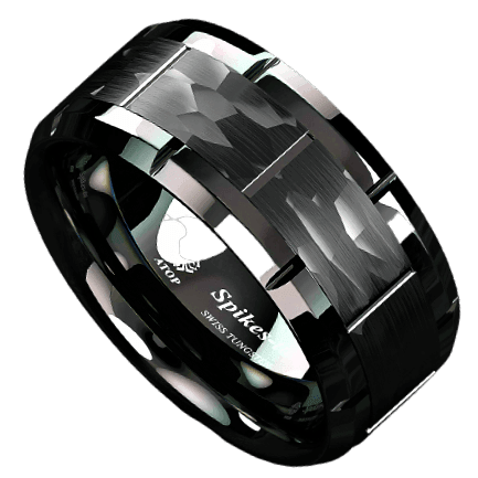 Tungsten Rings for Men Wedding Bands for Him Womens Wedding Bands for Her 8mm All Black Brushed - Jewelry Store by Erik Rayo