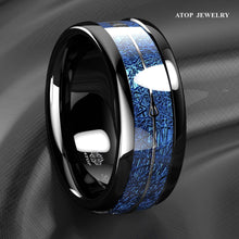 Load image into Gallery viewer, Mens Wedding Band Rings for Men Wedding Rings for Womens / Mens Rings Arrow Dome Black Multidimensional Blue - Jewelry Store by Erik Rayo
