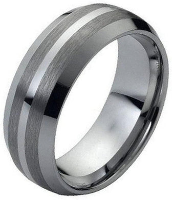Tungsten Rings for Men Wedding Bands for Him Womens Wedding Bands for Her 8mm Beveled Grooved Lines Brushed - Jewelry Store by Erik Rayo