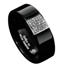 Load image into Gallery viewer, Mens Wedding Band Rings for Men Wedding Rings for Womens / Mens Rings Black 925 Silver Inlay 36 Diamonds - Jewelry Store by Erik Rayo
