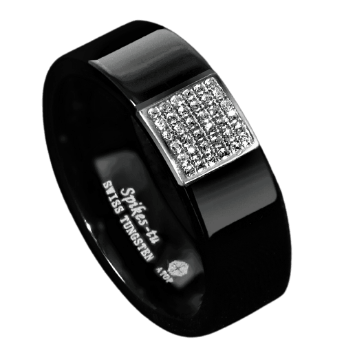 Mens Wedding Band Rings for Men Wedding Rings for Womens / Mens Rings Black 925 Silver Inlay 36 Diamonds - Jewelry Store by Erik Rayo
