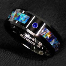 Load image into Gallery viewer, Mens Wedding Band Rings for Men Wedding Rings for Womens / Mens Rings Black Blue Diamond Colored glaze Inlay
