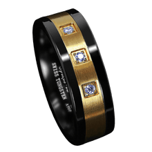 Load image into Gallery viewer, Mens Wedding Band Rings for Men Wedding Rings for Womens / Mens Rings Black Brushed 18K Gold Diamonds - Jewelry Store by Erik Rayo
